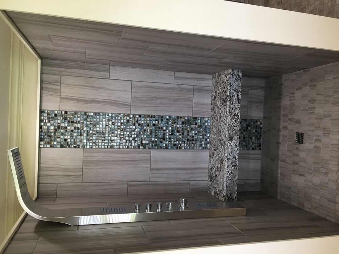 Custom tile shower installation at El Campo